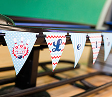 Retro Bowling Party "Let's Bowl" Pennant Banner 